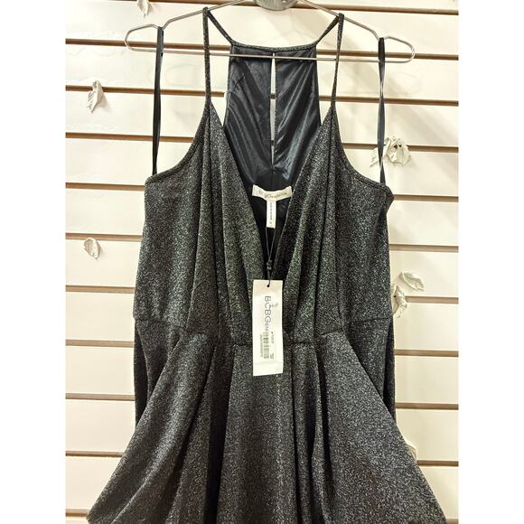 NWT BCBGeneration Metallic Black Drape Pocket Halter Strappy Midi Dress Size M - Picture 5 of 5